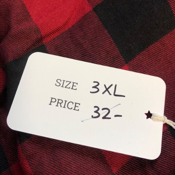 Becool Red Black Buffalo Plaid Button Up Long Shirt Womens Size 3XL Flannel NEW - Picture 8 of 9